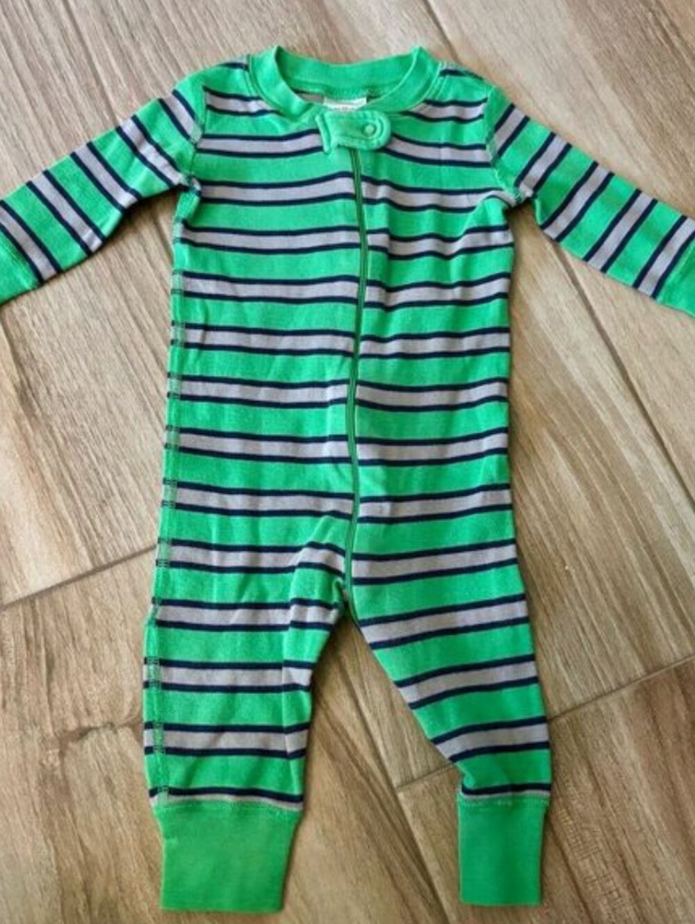 Hanna Andersson Baby Sleeper 6-9M Green Striped Unisex Pajamas